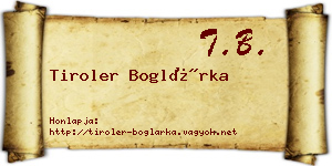 Tiroler Boglárka névjegykártya